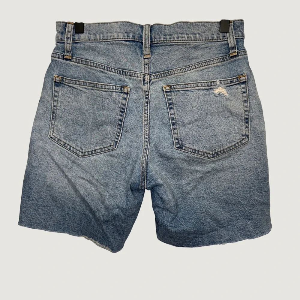 J. Crew Norwalk Wash Long Denim Shorts Raw Hem AV252 Blue‎ Womens 26